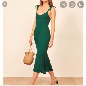 Reformation Christianna Dress in Emerald Green